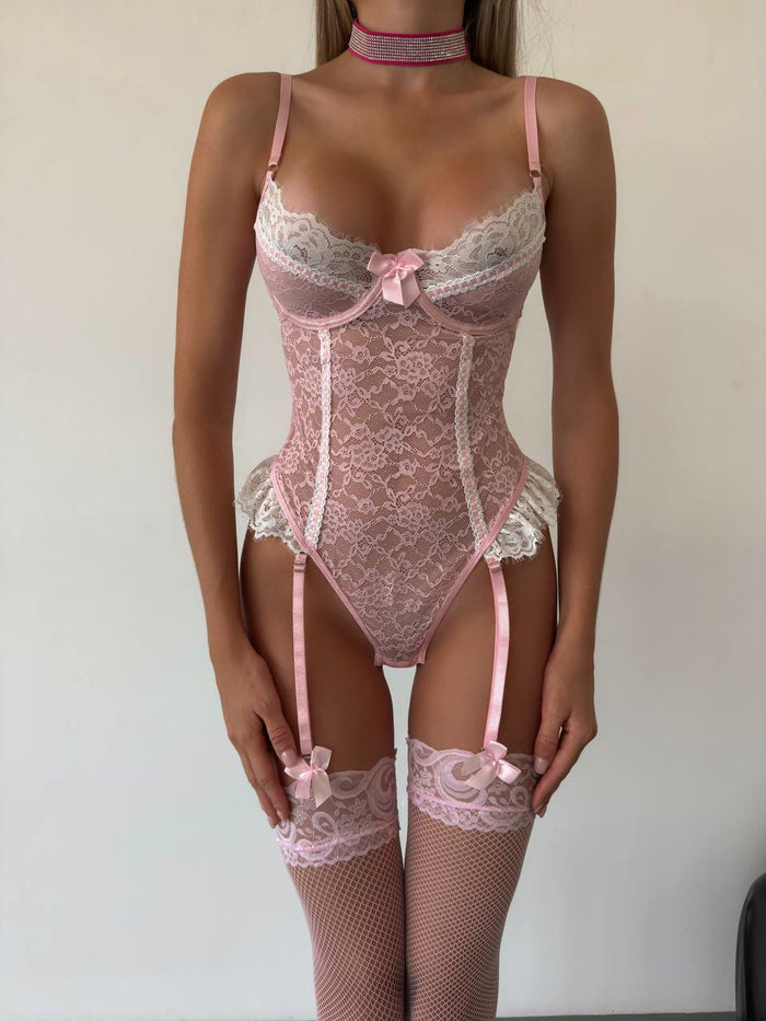 Rosalie — Pudra Dantel Korse Body