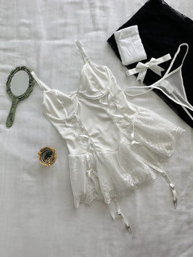 Blanche — Krem Dantel Korse Elbise — 4